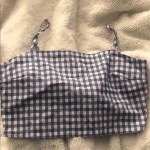 Blue and White checkered tube top